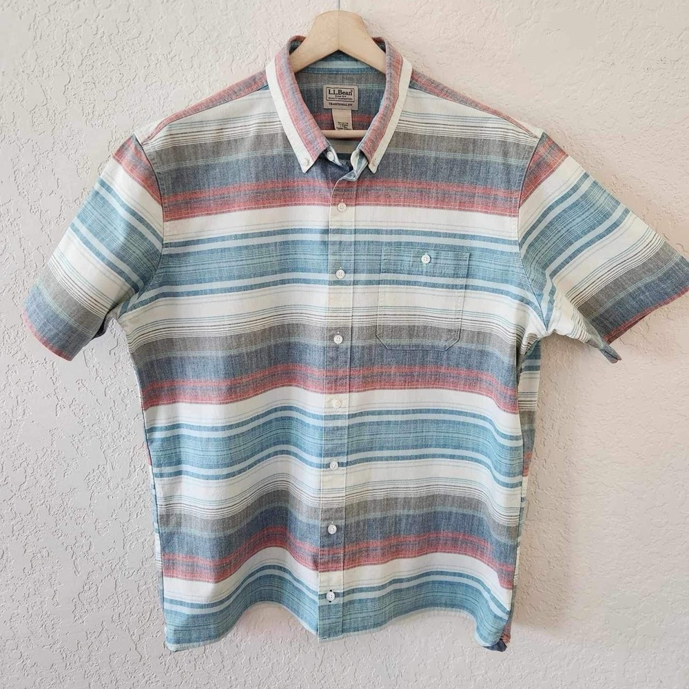 L.L. Bean Multicolor Striped Casual Button Down Shirt Men’s Large Tall